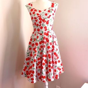 Maggie Tang size small white with red cherries vintage inspired dress